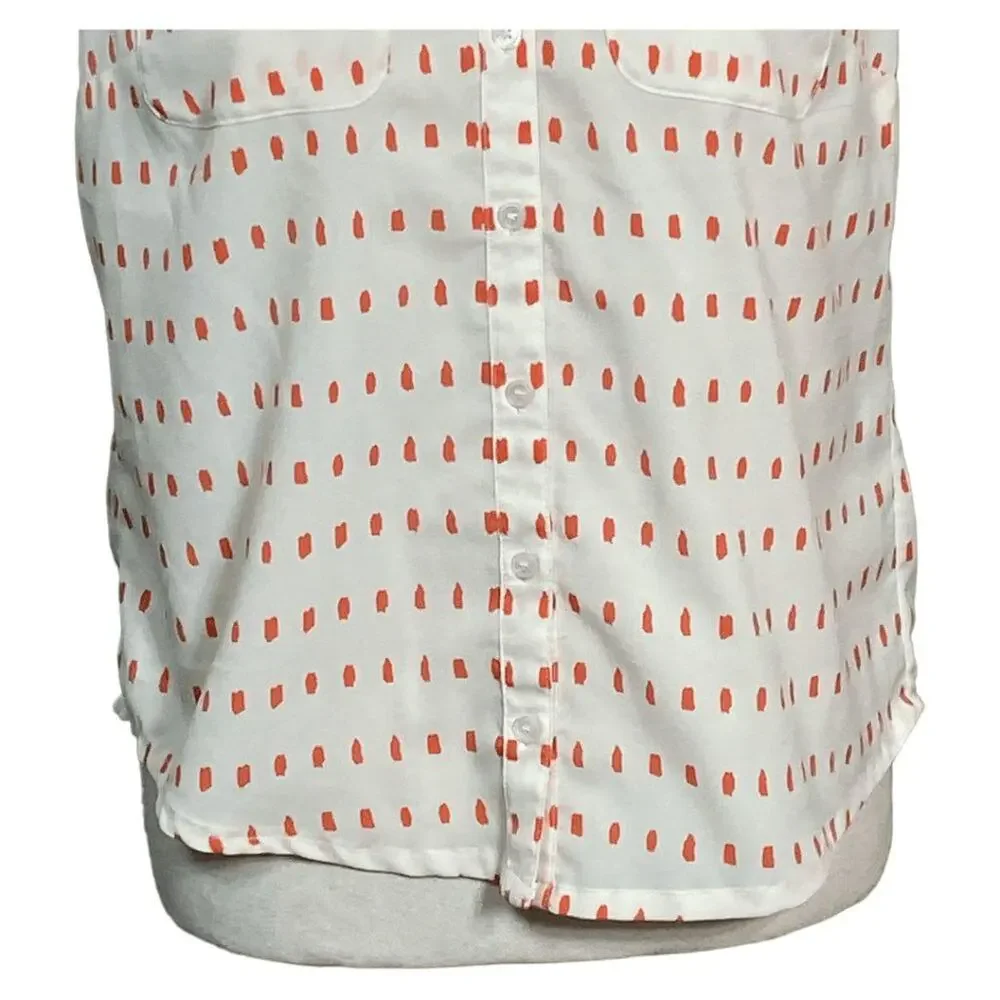 Talbots Nantucket Women's Cream & Orange Dotted Sleeveless Button-Down Blouse SM - Picture 13 of 13